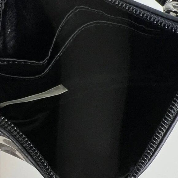 Coach Signature Monogram Black Gray White Canvas Patent Leather Zip Wristlet - Picture 11 of 13